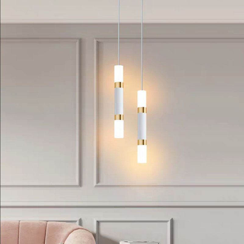 Modern Minimalist Cylinder Aluminum Acrylic LED Pendant Light for Bedroom BulbSquare