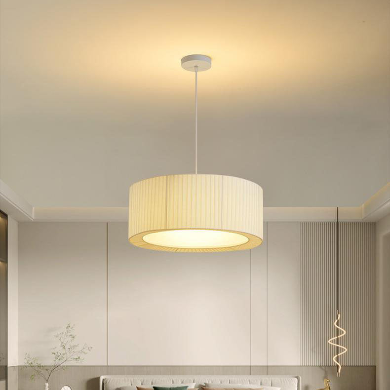 Contemporary Scandinavian Round Iron Acrylic Fabric 4/5 Light Pendant Light for Living Room BulbSquare