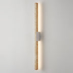 Japanese Wabi-Sabi Yellow Travertine Long Strip LED Wall Sconce Lamp