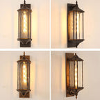 Outdoor Vintage Chinese Transparent Cage 1-Light Waterproof Wall Sconce Lamp Lumendat