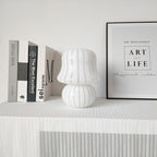 French Cream Handmade Glass Mushroom 1-Light Table Lamp Lumendat