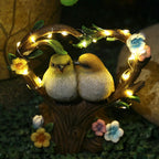 Creative Garden Solar Night Light Heart-shaped Resin Bird Outdoor LED Ornament Light Lumendat