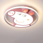 Lumendat Contemporary Creative Kids Iron Acrylic Round Pig LED Flush Mount Ceiling Light For Bedroom Lumendat