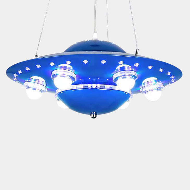 Lumendat Contemporary Creative Kids Spaceship Iron Glass LED Chandelier For Bedroom Lumendat