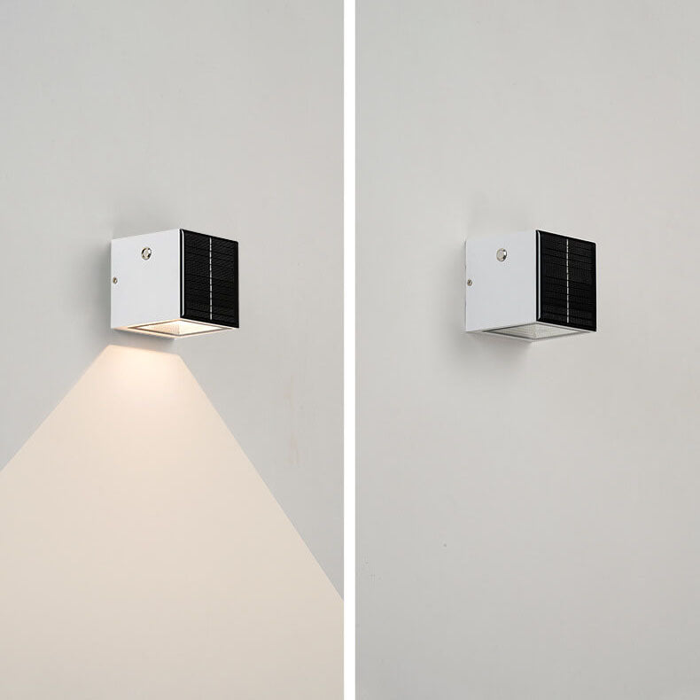 Modern Solar Black Rectangular Die-Cast Aluminum Solar LED Outdoor Wall Light Lumendat