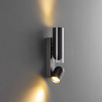 Modern Minimalist Rotatable Cylinder Metal Glass 2-Light Wall Sconce Lamp For Bedroom Lumendat