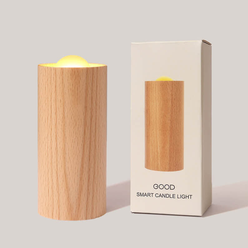 Modern Simple Wooden Cylindrical USB LED Table Lamp Lumendat