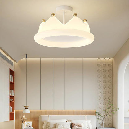 Contemporary Creative Kids Crown Iron Pe LED Semi-flush Mount Ceiling Light for Bedroom