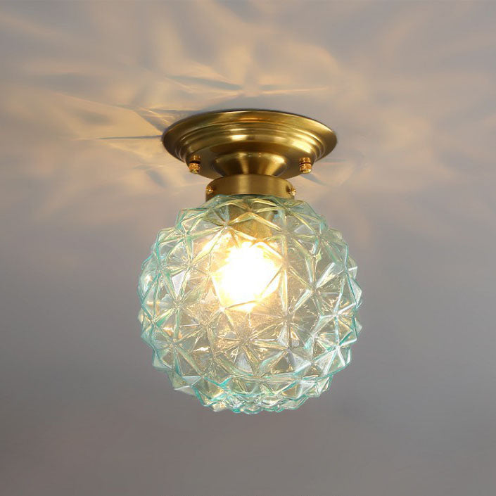 Modern Light Luxury Star Textured Glass Orb 1-light Semi-flush Mount Ceiling Light