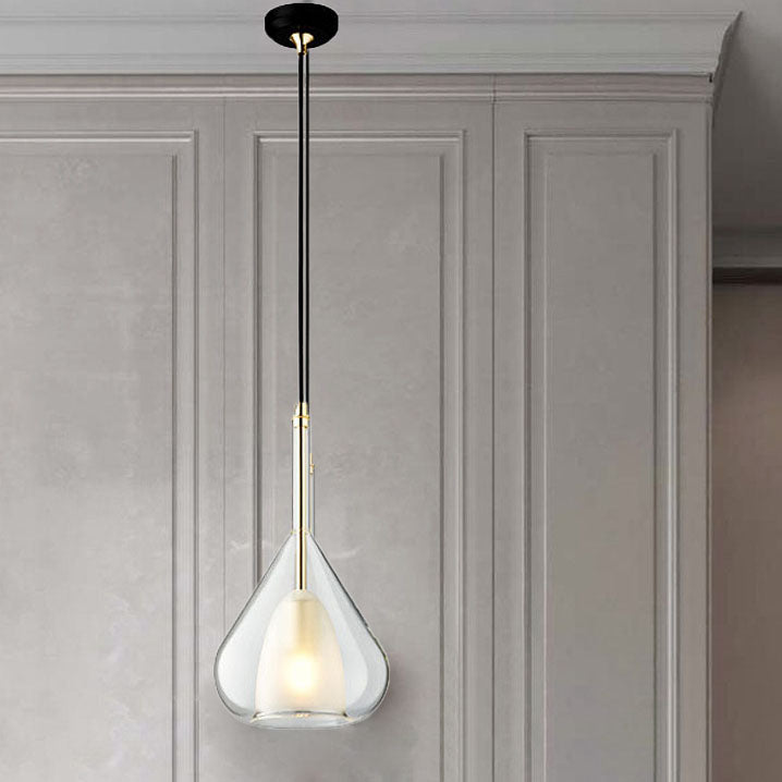 Contemporary Scandinavian Diamond Copper Glass 1-light Pendant Light for Bedroom