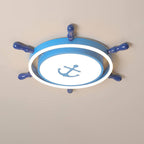 Lumendat Modern Children's Pirate Ship Rudder Iron Acrylic LED Flush Mount Ceiling Light Lumendat