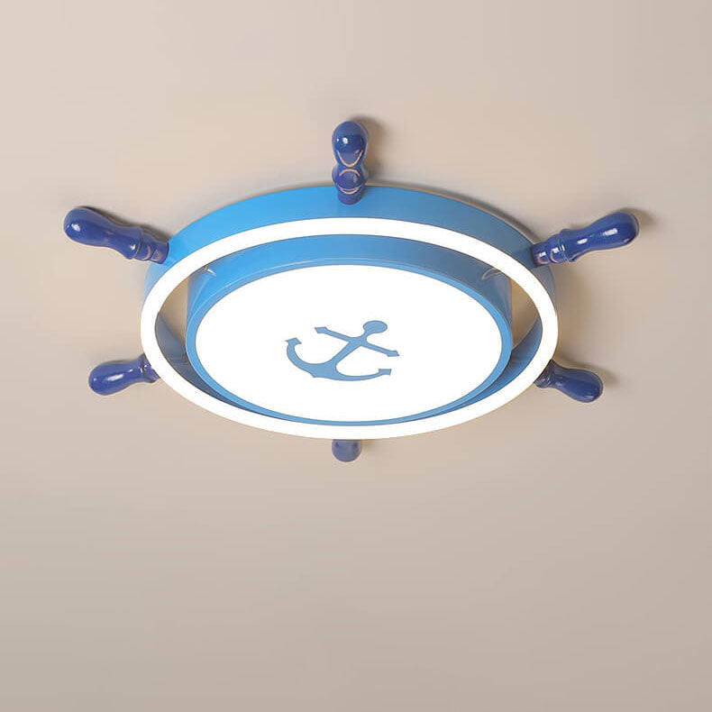 Lumendat Modern Children's Pirate Ship Rudder Iron Acrylic LED Flush Mount Ceiling Light Lumendat