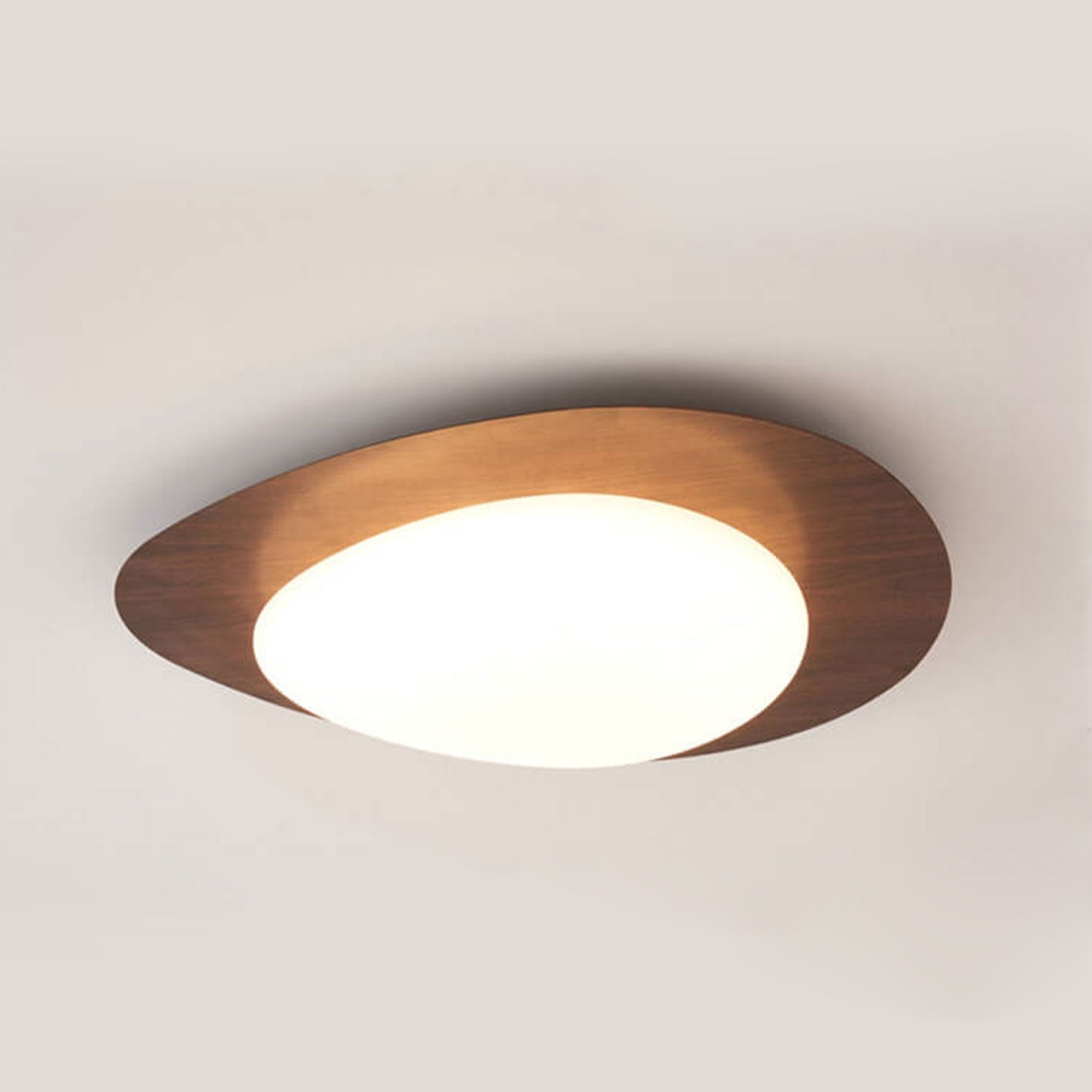 Nordic Iron Wood Grain Pebble LED Flush Mount Ceiling Light Lumendat