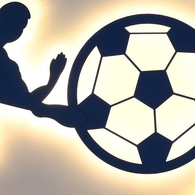 Lumendat Contemporary Creative Kids Round Football Iron Acrylic LED Flush Mount Ceiling Light For Bedroom Lumendat