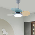 Lumendat Simple Colorful Round Fan Leaf Kids Downrods Ceiling Fan Light Lumendat