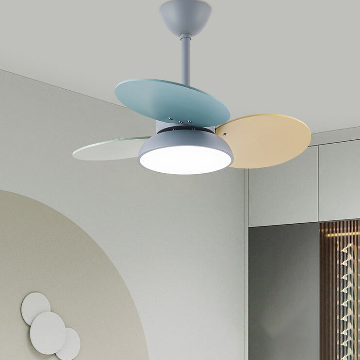 Lumendat Simple Colorful Round Fan Leaf Kids Downrods Ceiling Fan Light Lumendat