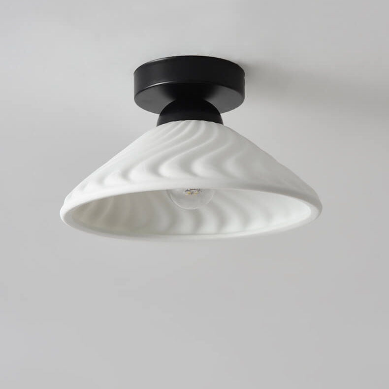 Modern Light Luxury Ceramic Disc 1-light Semi-flush Mount Lighting