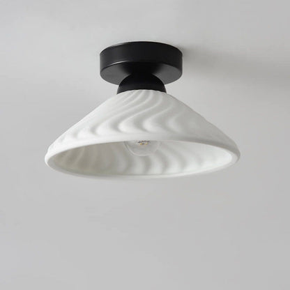 Modern Light Luxury Ceramic Disc 1-light Semi-flush Mount Lighting