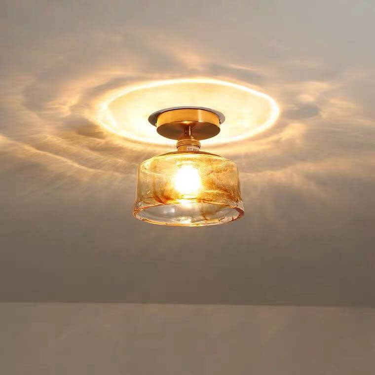 Modern Glass Japanese Amber Multi-Style 1-Light Flush Mount Light Lumendat