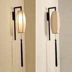 Chinese Vintage Painted Fabric Lantern Tassel 1-Light Wall Sconce Lamp