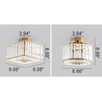 European Luxury Crystal Round Square 1-light Semi-flush Mount Ceiling Light