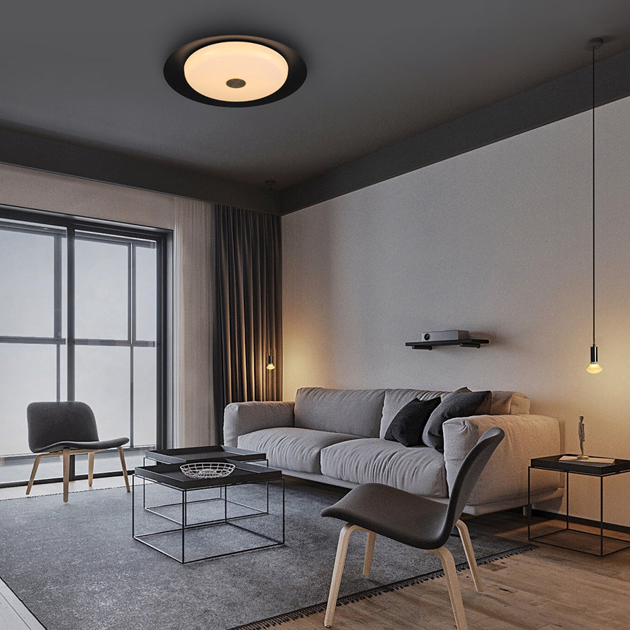 Contemporary Scandinavian Round Aluminum Acrylic Copper LED Semi-Flush Mount Ceiling Light For Living Room