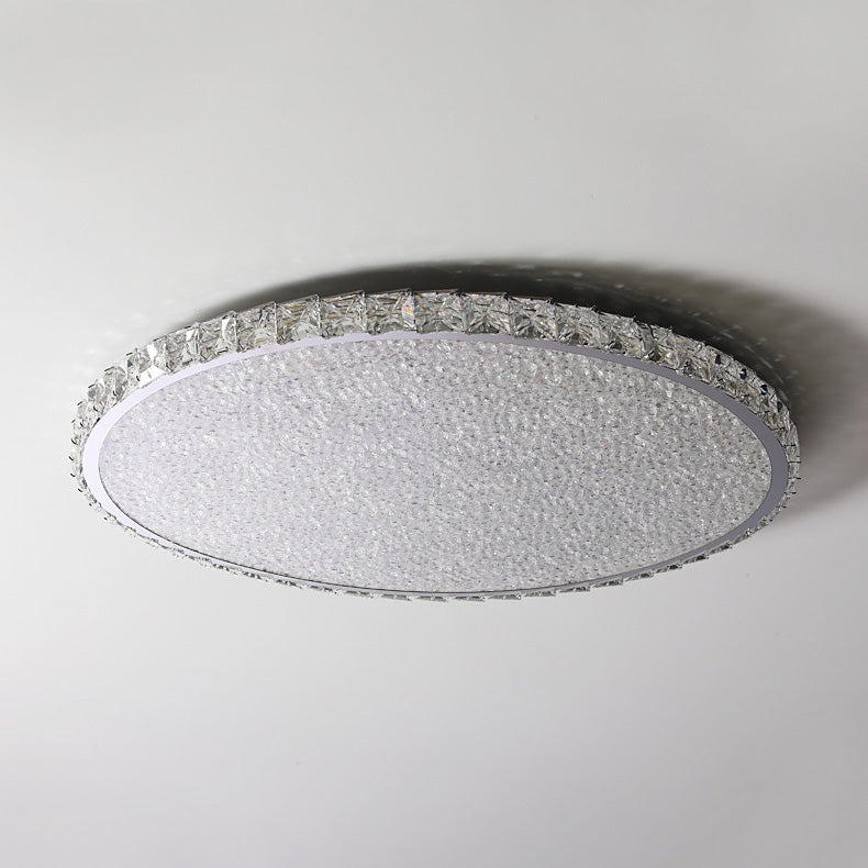 Modern Luxury Stainless Steel Crystal Round Square Rectangular LED Flush Mount Ceiling Light For Living Room Lumendat
