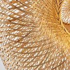 Traditional Japanese Straw Hat Bamboo Weaving Iron 1-light Pendant for Dining Room BulbSquare