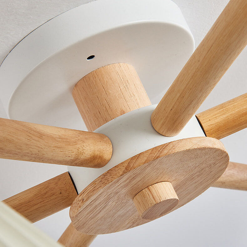 Nordic Wood Pleated Shade 3/6/8 Light Semi-flush Mount Ceiling Light