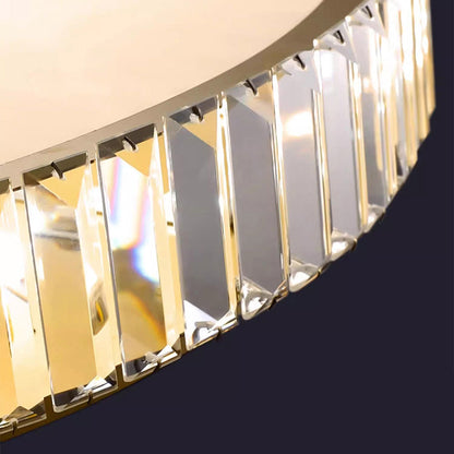 Modern Minimalist Round Stainless Steel Crystal LED Flush Mount Ceiling for Living Room