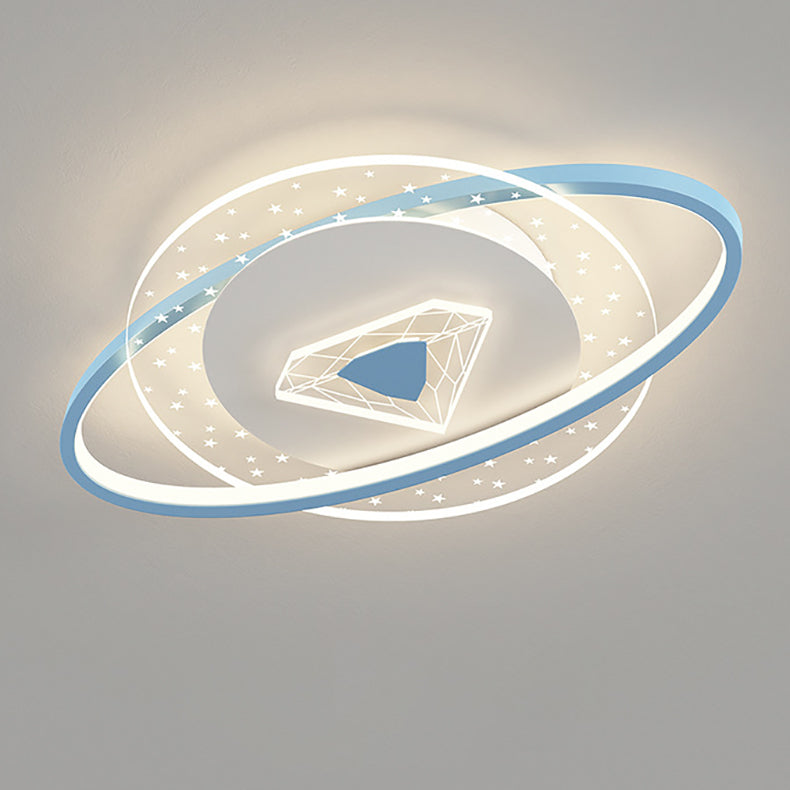 Lumendat Contemporary Creative Kids Round Circle Diamond Iron Acrylic LED Flush Mount Ceiling Light For Bedroom Lumendat