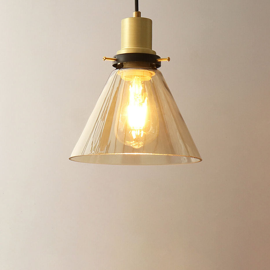 Vintage Minimalist Semi-circular Cone Cup Iron Glass 1-light Pendant Light BulbSquare