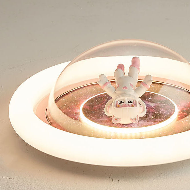 Lumendat Contemporary Creative Cartoon Pink Astronaut Unicorn Round Acrylic Resin LED Flush Mount Ceiling Light For Bedroom Lumendat