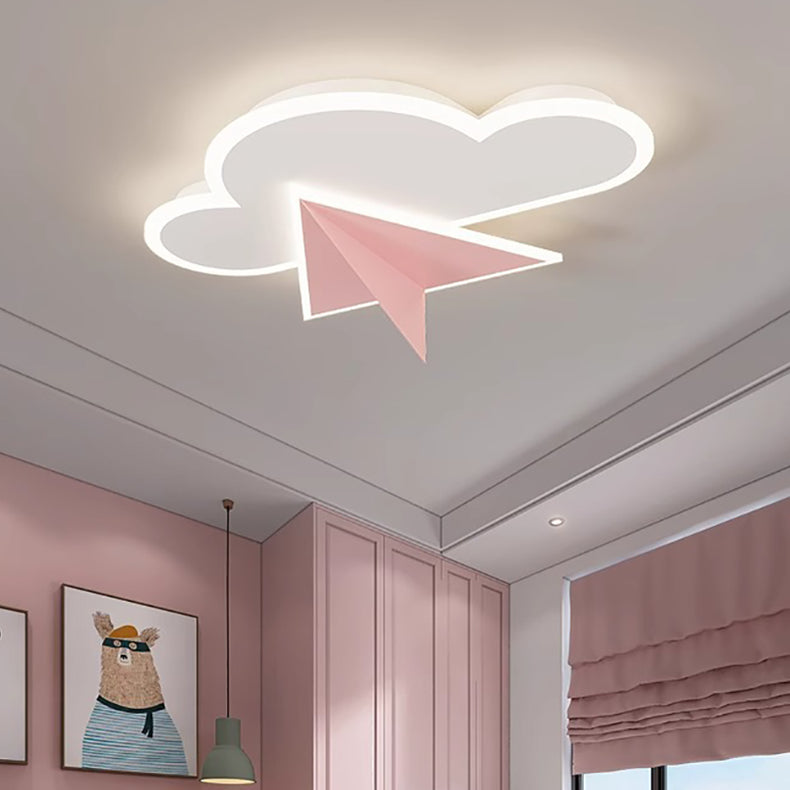 Lumendat Modern Art Deco Kids Iron Acrylic Cloud Plane LED Flush Mount Ceiling Light For Bedroom Lumendat