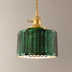 Nordic Vintage Tiffany Green Glass Island Chandelier – 1/2/3 Light, Brass Lumendat