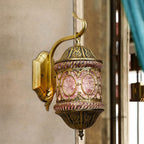 Southeast Asian Style Hollow Iron Pink 1-Light Wall Sconce Lamp Lumendat