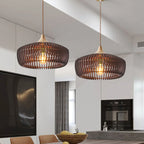 Nordic Vintage Wooden Round Dome Lid 1-light Pendant Light modern luxury lighting fixture