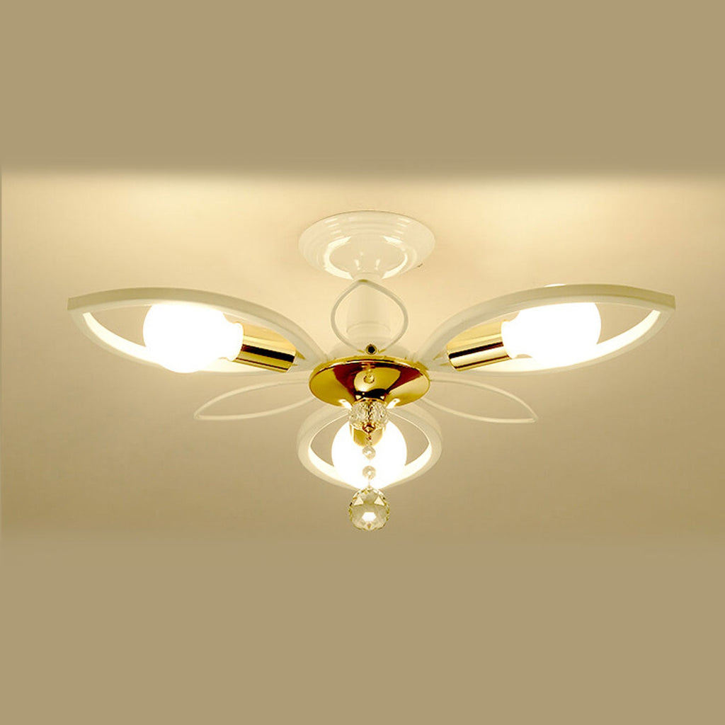 Nordic Light Luxury Wrought Iron Crystal 6/8-light Flush Mount Ceiling Light BulbSquare