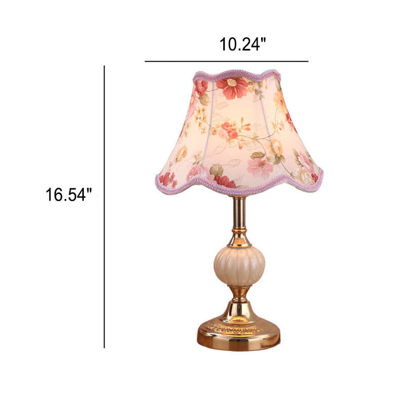 Nordic Vintage Floral Glass Fabric 1-Light Table Lamp Lumendat
