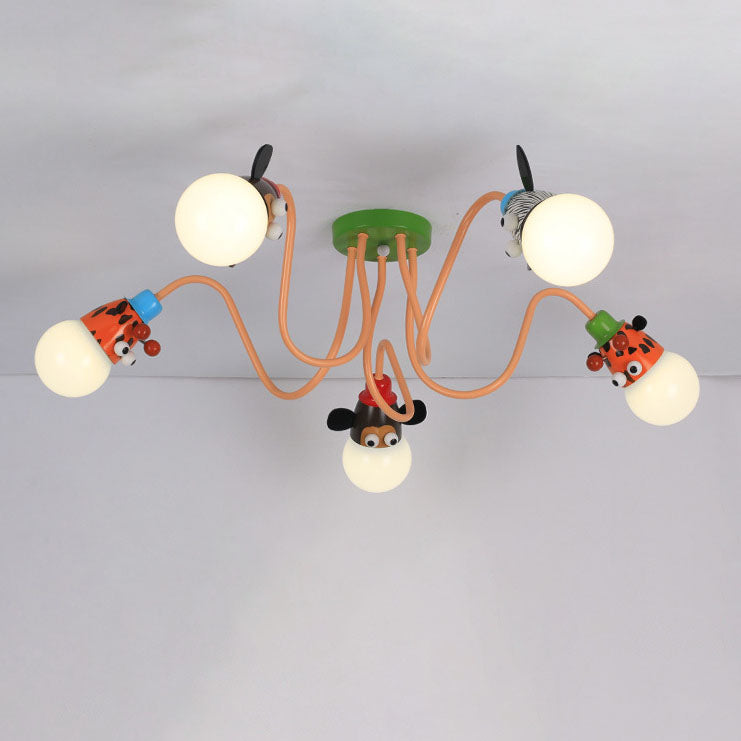 Lumendat Cartoon Creative Animal Light Head 3/4/5 Light Kids Semi-Flush Mount Ceiling Light Lumendat