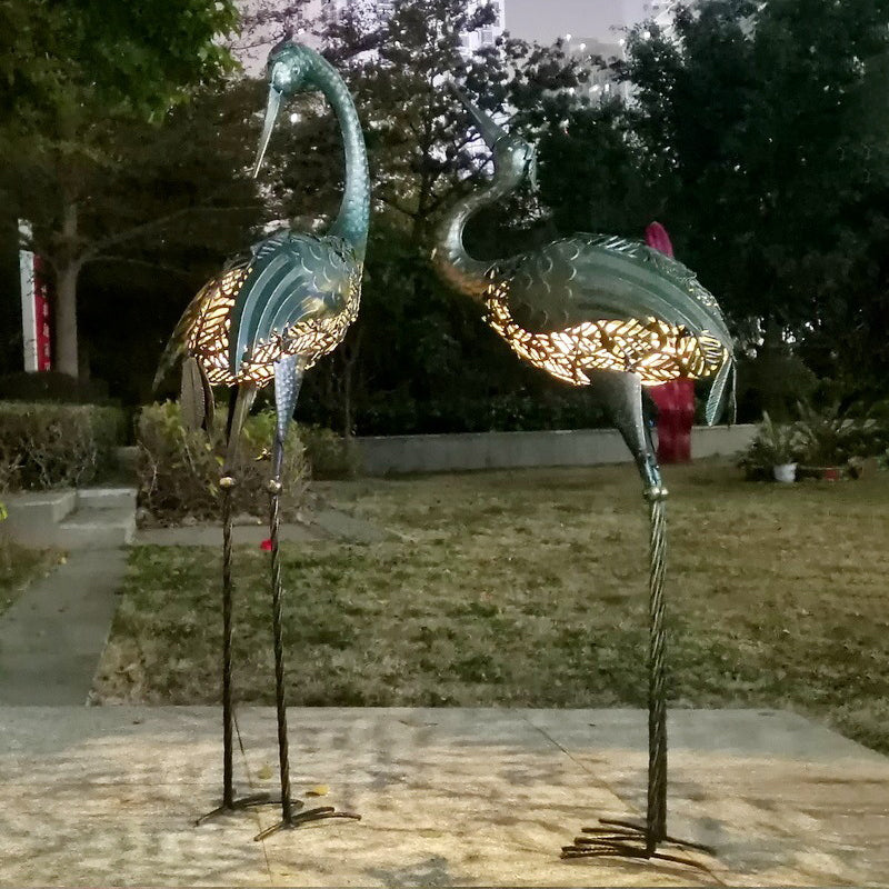 Contemporary Creative Iron Animal Crane LED Solar Waterproof Lawn Landscape Light For Outdoor Patio Lumendat
