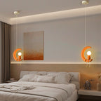 Lumendat Contemporary Nordic Kids Iron Resin Glass Moon Doll 1-Light Pendant Light For Bedside Lumendat
