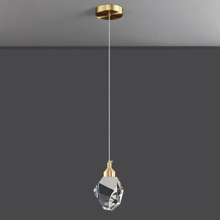 Modern Luxury Sparkling Crystal Stone Iron LED Pendant Light for Living Room BulbSquare