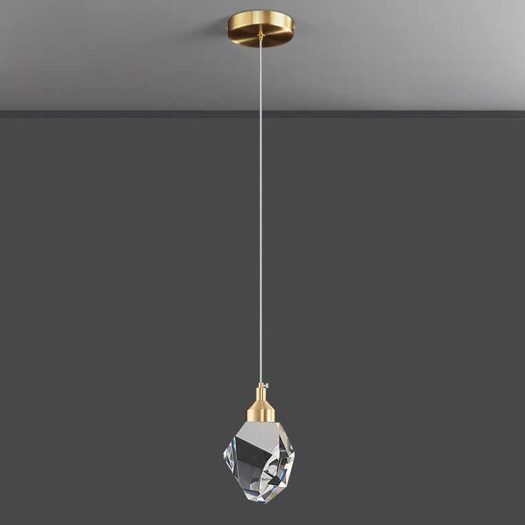 Modern Luxury Sparkling Crystal Stone Iron LED Pendant Light For Living Room