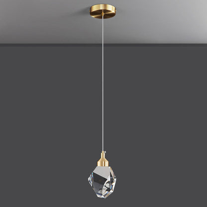 Modern Luxury Sparkling Crystal Stone Iron LED Pendant Light For Living Room