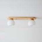 Japanese Vintage Striped Glass Wood Long Plate 2/3 Light Flush Mount Ceiling Light Lumendat