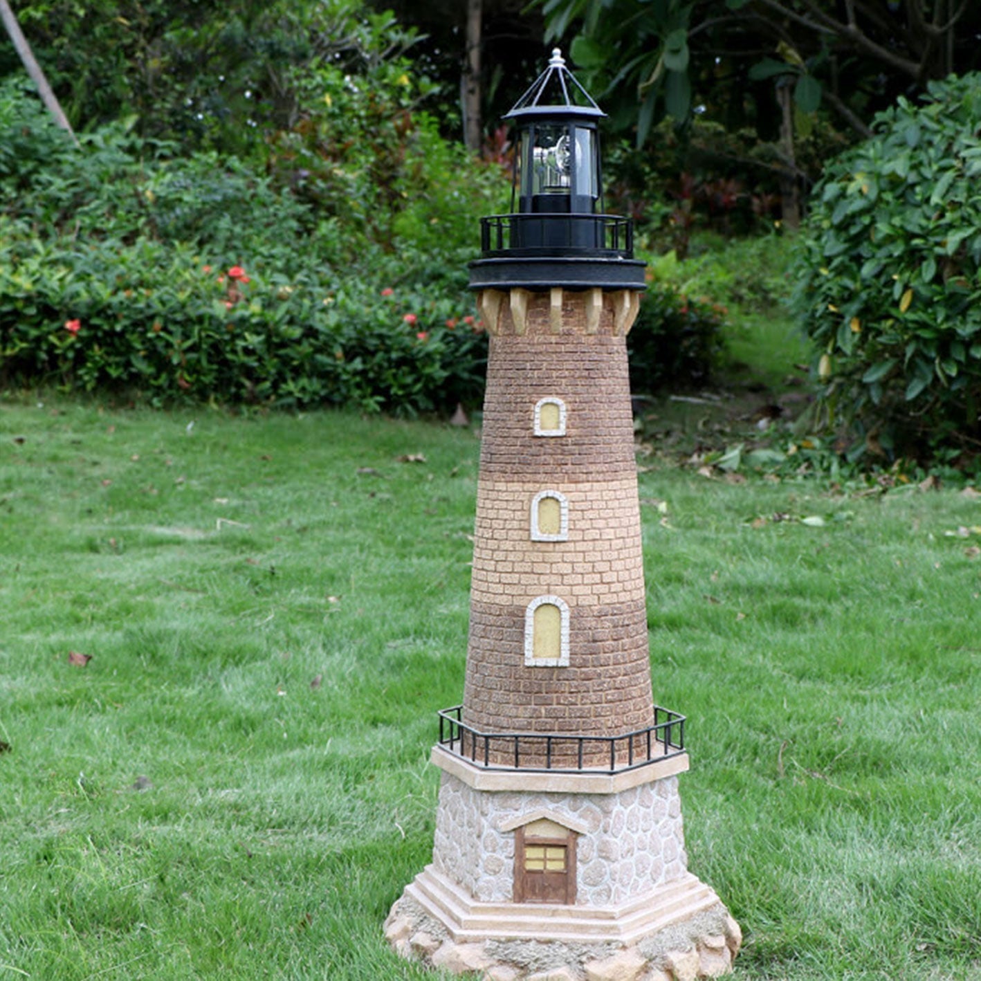 Creative Solar Rotating Tower Resin Hardware LED Garden Decoration Landscape Light Lumendat