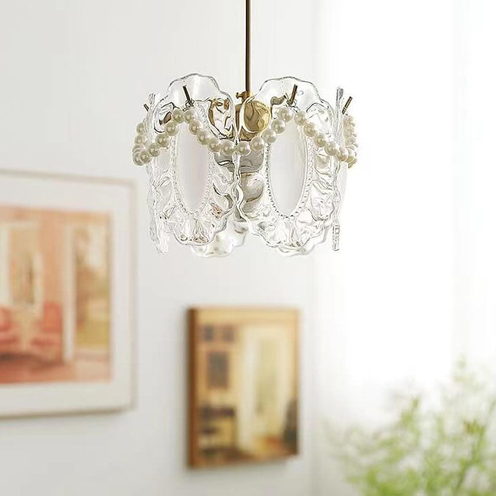 French Light Luxury Hardware Glass 1-Light Pendant Light
