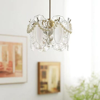 French Light Luxury Hardware Glass 1-Light Pendant Light