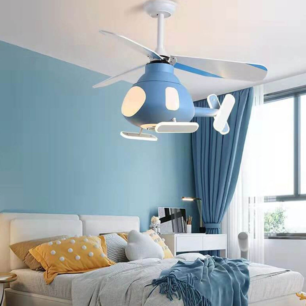 Lumendat Cartoon Creative Aircraft Design LED Downrods Ceiling Fan Light Lumendat
